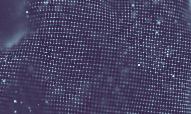 Veri teknolojisi soyut gelecek çizimi. Karanlık arka planda noktaları ve çizgileri birleştiren düşük polimerli bir şekil. 3 boyutlu görüntüleme. Büyük veri görselleştirmesi .