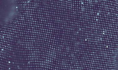 Veri teknolojisi soyut gelecek çizimi. Karanlık arka planda noktaları ve çizgileri birleştiren düşük polimerli bir şekil. 3 boyutlu görüntüleme. Büyük veri görselleştirmesi .