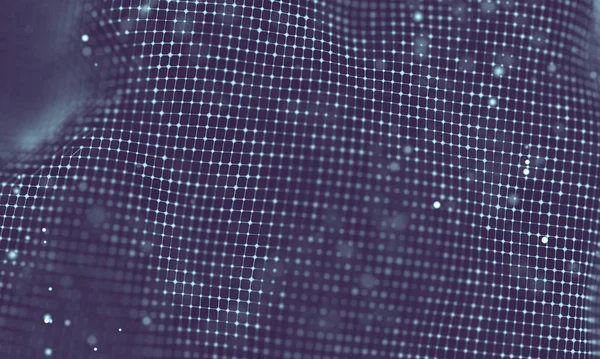 Veri teknolojisi soyut gelecek çizimi. Karanlık arka planda noktaları ve çizgileri birleştiren düşük polimerli bir şekil. 3 boyutlu görüntüleme. Büyük veri görselleştirmesi .