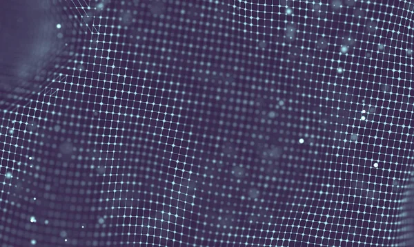 Veri teknolojisi soyut gelecek çizimi. Karanlık arka planda noktaları ve çizgileri birleştiren düşük polimerli bir şekil. 3 boyutlu görüntüleme. Büyük veri görselleştirmesi .