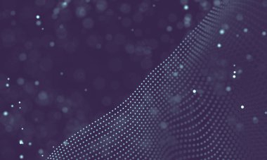 Veri teknolojisi soyut gelecek çizimi. Karanlık arka planda noktaları ve çizgileri birleştiren düşük polimerli bir şekil. 3 boyutlu görüntüleme. Büyük veri görselleştirmesi .