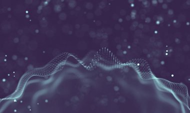 Veri teknolojisi soyut gelecek çizimi. Karanlık arka planda noktaları ve çizgileri birleştiren düşük polimerli bir şekil. 3 boyutlu görüntüleme. Büyük veri görselleştirmesi .