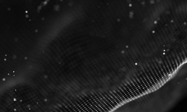 Veri teknolojisi soyut gelecek çizimi. Karanlık arka planda noktaları ve çizgileri birleştiren düşük polimerli bir şekil. 3 boyutlu görüntüleme. Büyük veri görselleştirmesi .