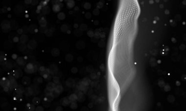 Veri teknolojisi soyut gelecek çizimi. Karanlık arka planda noktaları ve çizgileri birleştiren düşük polimerli bir şekil. 3 boyutlu görüntüleme. Büyük veri görselleştirmesi .