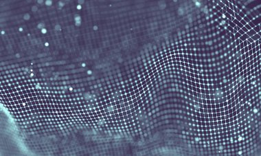 Veri teknolojisi soyut gelecek çizimi. Karanlık arka planda noktaları ve çizgileri birleştiren düşük polimerli bir şekil. 3 boyutlu görüntüleme. Büyük veri görselleştirmesi .