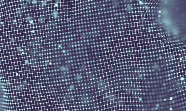 Veri teknolojisi soyut gelecek çizimi. Karanlık arka planda noktaları ve çizgileri birleştiren düşük polimerli bir şekil. 3 boyutlu görüntüleme. Büyük veri görselleştirmesi .