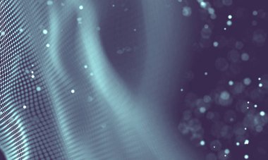 Veri teknolojisi soyut gelecek çizimi. Karanlık arka planda noktaları ve çizgileri birleştiren düşük polimerli bir şekil. 3 boyutlu görüntüleme. Büyük veri görselleştirmesi .