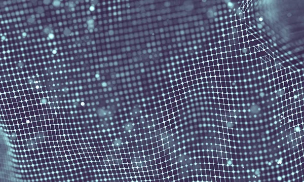Veri teknolojisi soyut gelecek çizimi. Karanlık arka planda noktaları ve çizgileri birleştiren düşük polimerli bir şekil. 3 boyutlu görüntüleme. Büyük veri görselleştirmesi .