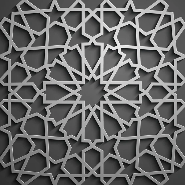Islamiska prydnad vektor, Persiska motiff. 3D ramadan islamiska runda mönster element. Geometrisk cirkulär prydnads arabiska symbol vector . — Stock vektor