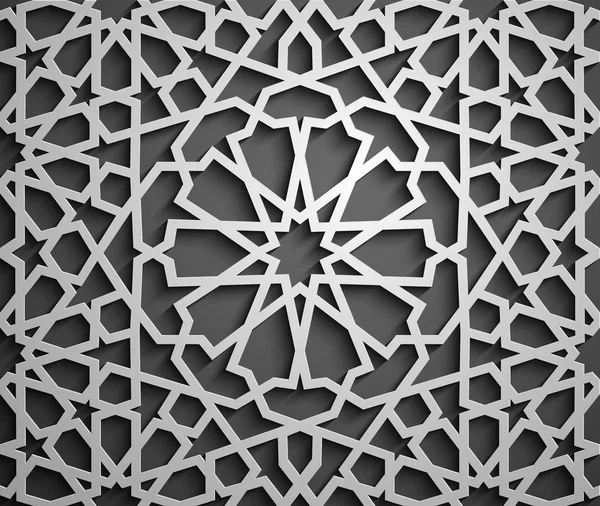 Vetor de ornamento islâmico, motivo persa. 3d ramadã islâmico redondo elementos padrão. Vetor arábico circular geométrico símbolo arábico  . — Vetor de Stock