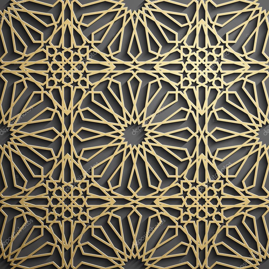 Islamic ornament vector , persian motiff . 3d ramadan islamic round pattern elements . Geometric logo template set. Circular ornamental arabic symbols vector .