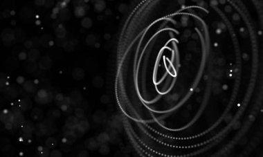 Veri teknolojisi soyut gelecek çizimi. Karanlık arka planda noktaları ve çizgileri birleştiren düşük polimerli bir şekil. 3 boyutlu görüntüleme. Büyük veri görselleştirmesi .