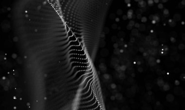 Veri teknolojisi soyut gelecek çizimi. Karanlık arka planda noktaları ve çizgileri birleştiren düşük polimerli bir şekil. 3 boyutlu görüntüleme. Büyük veri görselleştirmesi .