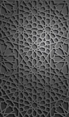 İslam süsleme vektör, Farsça motiff. 3D Ramazan İslam yuvarlak kalıp elemanları. Geometrik dairesel süs Arapça simge vektör. Siyah arka plan