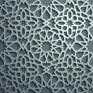 İslam süsleme vektör, Farsça motiff. 3D Ramazan İslam yuvarlak kalıp elemanları. Geometrik dairesel süs Arapça simge vektör. Mavi arka plan