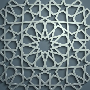 İslam süsleme vektör, Farsça motiff. 3D Ramazan İslam yuvarlak kalıp elemanları. Geometrik dairesel süs Arapça simge vektör. Mavi arka plan