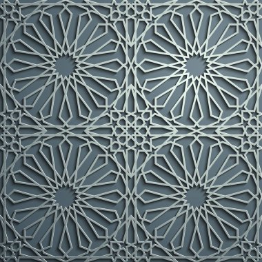 İslam süsleme vektör, Farsça motiff. 3D Ramazan İslam yuvarlak kalıp elemanları. Geometrik dairesel süs Arapça simge vektör. Mavi arka plan