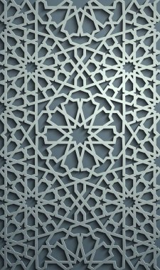 İslam süsleme vektör, Farsça motiff. 3D Ramazan İslam yuvarlak kalıp elemanları. Geometrik dairesel süs Arapça simge vektör. Mavi arka plan