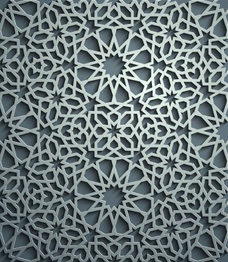 İslam süsleme vektör, Farsça motiff. 3D Ramazan İslam yuvarlak kalıp elemanları. Geometrik dairesel süs Arapça simge vektör. Mavi arka plan