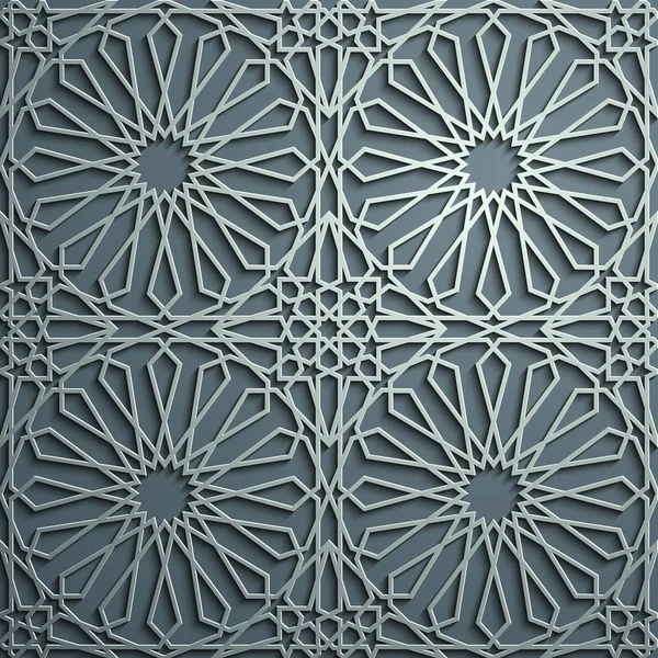 İslam süsleme vektör, Farsça motiff. 3D Ramazan İslam yuvarlak kalıp elemanları. Geometrik dairesel süs Arapça simge vektör. Mavi arka plan