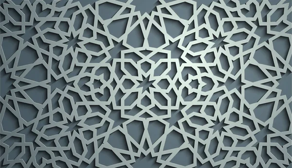 Vetor de ornamento islâmico, motivo persa. 3d ramadã islâmico redondo elementos padrão. Vetor de símbolo arábico ornamental circular geométrico. Fundo azul — Vetor de Stock