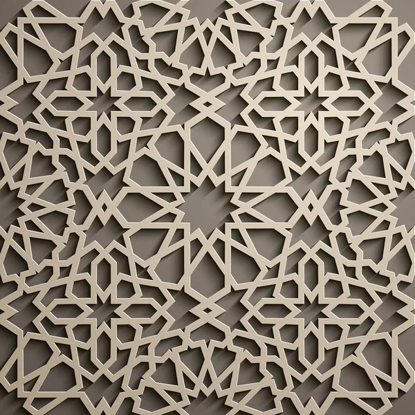 Brauner Hintergrund. islamischer Ornamentvektor, persisches Motiv. 3D Ramadan islamische runde Musterelemente. geometrischer kreisförmiger ornamentaler arabischer Symbolvektor. brauner Hintergrund — Stockvektor