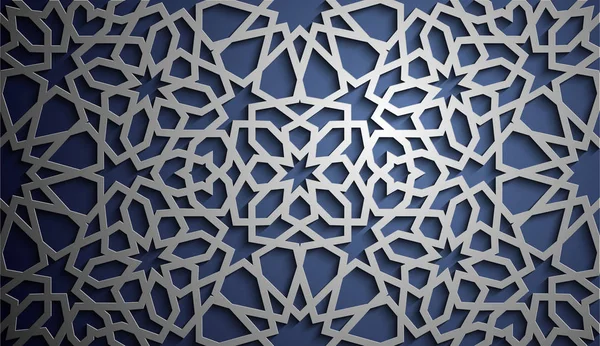 Ornement islamique vecteur, motiff persan. Ramadan 3d éléments de motif rond islamique. Géométrique circulaire ornementale arabe symbole vecteur. Fond bleu — Image vectorielle