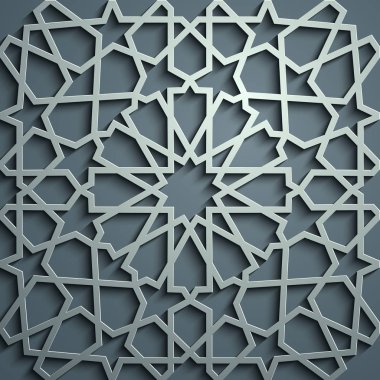 İslam süsleme vektör, Farsça motiff. 3D Ramazan İslam yuvarlak kalıp elemanları. Geometrik dairesel süs Arapça simge vektör. Mavi arka plan