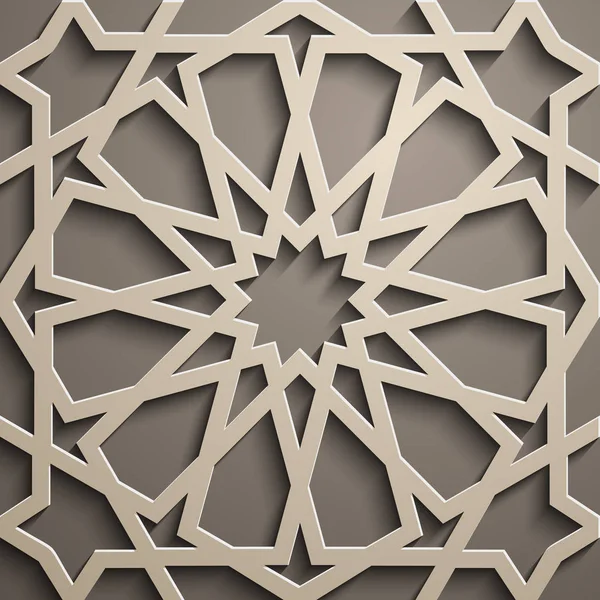 Hnědé pozadí. Islámská ornament vektor, perský motiff. 3D prvky islámské kruhovým vzorem Ramadán. Okrasné symbolu geometrické kruhový vektor. Hnědý pozadí — Stockový vektor