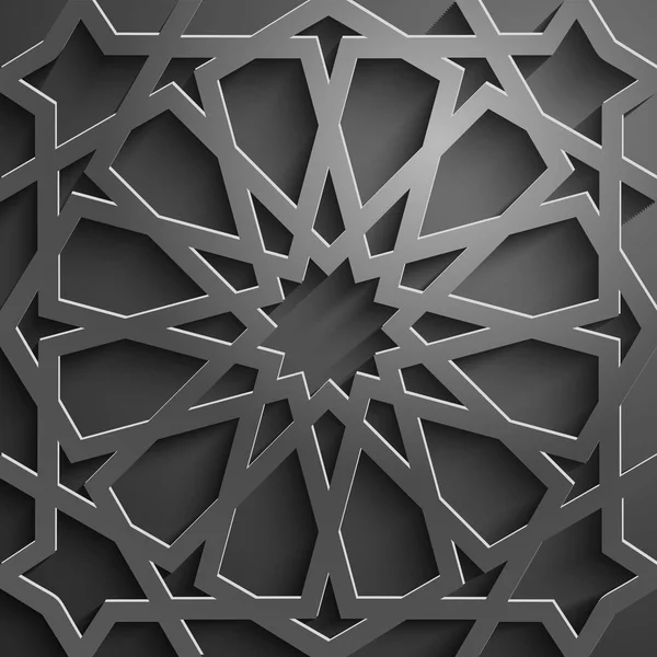 Ornement islamique vecteur, motiff persan. Ramadan 3d éléments de motif rond islamique. Géométrique circulaire ornementale arabe symbole vecteur. Fond noir — Image vectorielle