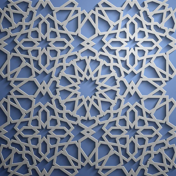 İslam süsleme vektör, Farsça motiff. 3D Ramazan İslam yuvarlak kalıp elemanları. Geometrik dairesel süs Arapça simge vektör. Mavi arka plan