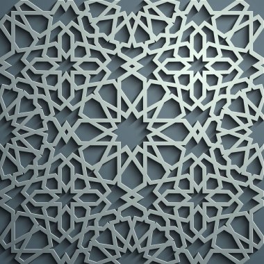 İslam süsleme vektör, Farsça motiff. 3D Ramazan İslam yuvarlak kalıp elemanları. Geometrik dairesel süs Arapça simge vektör. Mavi arka plan.