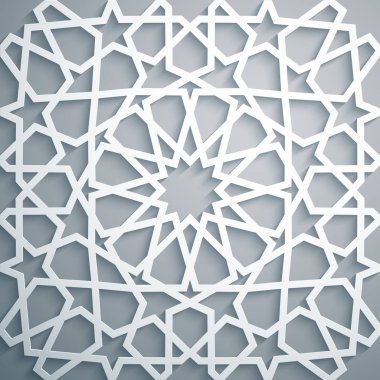 İslam süsleme vektör, Farsça motiff. Beyaz arka plan. 3D Ramazan İslam yuvarlak kalıp elemanları ışık. Geometrik dairesel süs Arapça simge vektör. Beyaz arka plan .