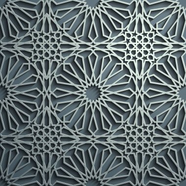 İslam süsleme vektör, Farsça motiff. 3D Ramazan İslam yuvarlak kalıp elemanları. Geometrik dairesel süs Arapça simge vektör. Mavi arka plan