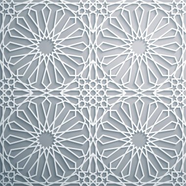 İslam süsleme vektör, Farsça motiff. Beyaz arka plan. 3D Ramazan İslam yuvarlak kalıp elemanları ışık. Geometrik dairesel süs Arapça simge vektör. Beyaz arka plan .