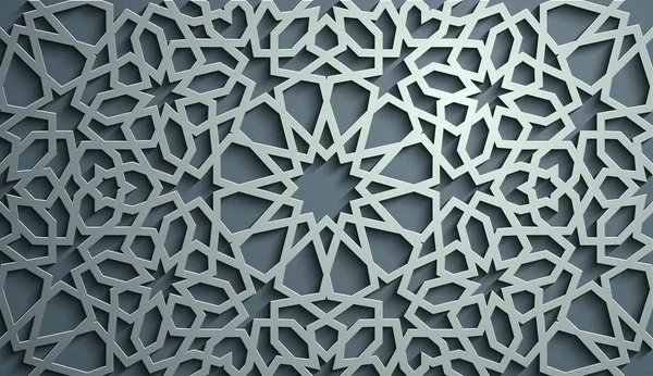 이슬람 장식 벡터, 페르시아어 장식입니다. 3d 라마단 이슬람 라운드 패턴 요소입니다. 기하학적 원형 장식 아랍어 기호 벡터입니다. 파란색 배경. — 스톡 벡터