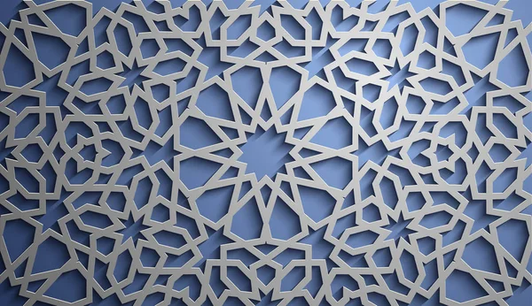 Vector de ornamento islámico, motivo persa. 3d ramadán elementos patrón redondo islámico. Geométrica circular ornamental arábiga símbolo vector. Fondo azul — Archivo Imágenes Vectoriales