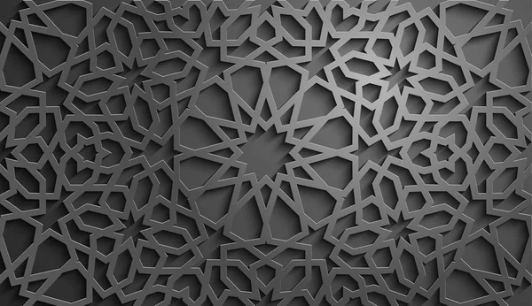이슬람 장식 벡터, 페르시아어 장식입니다. 3d 라마단 이슬람 라운드 패턴 요소입니다. 기하학적 원형 장식 아랍어 기호 벡터입니다. 검정색 배경 — 스톡 벡터