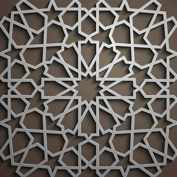 Vector de ornamento islámico, motivo persa. 3d ramadán elementos patrón redondo islámico. Geométrica circular ornamental arábiga símbolo vector  . — Vector de stock