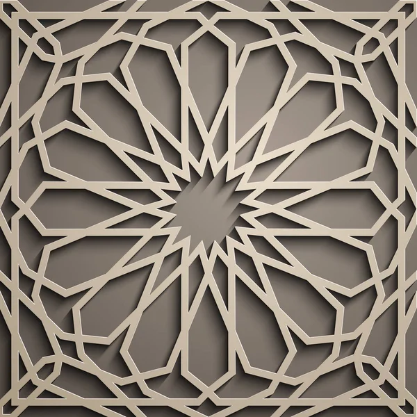 Brown background . Islamic ornament vector , persian motiff . 3d ramadan islamic round pattern elements . Geometric circular ornamental arabic symbol vector . Brown background — Stock Vector