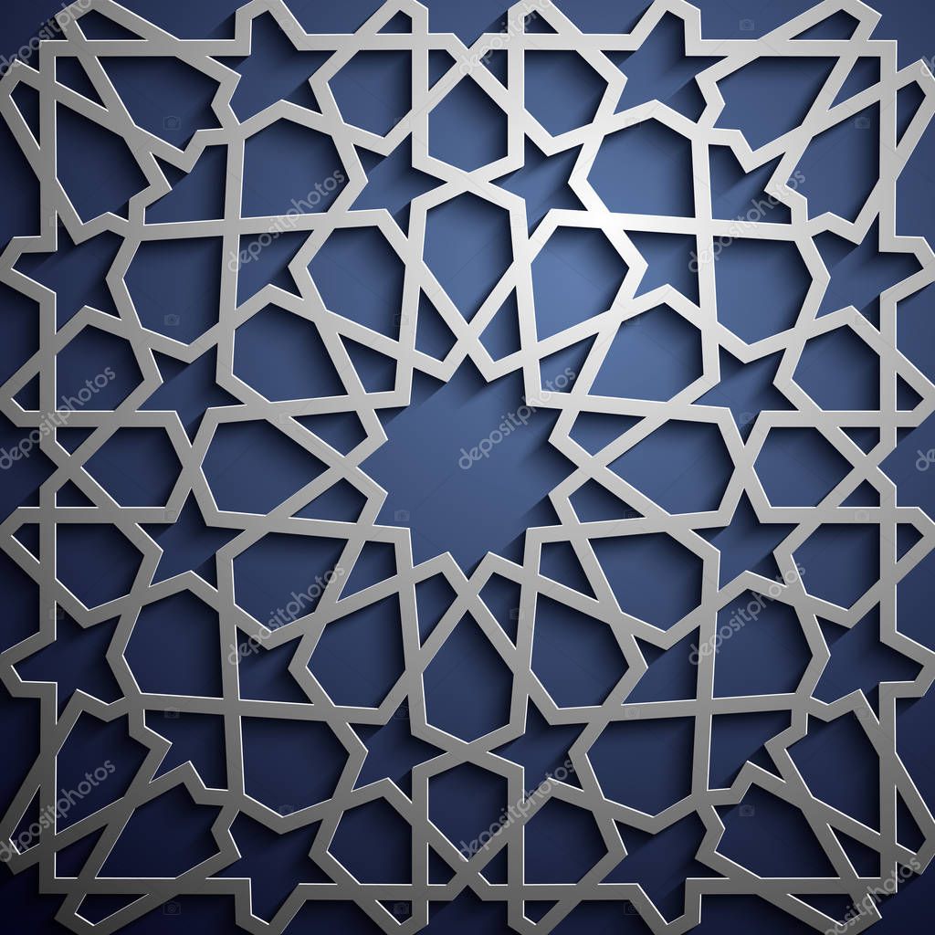 Islamic ornament vector , persian motiff . 3d ramadan islamic round pattern elements . Geometric logo template set. Circular ornamental arabic symbols vector .