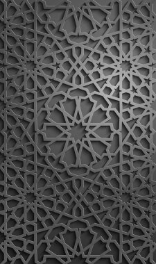 İslam süsleme vektör, Farsça motiff. 3D Ramazan İslam yuvarlak kalıp elemanları. Geometrik dairesel süs Arapça simge vektör. Siyah arka plan