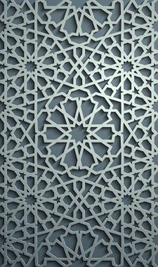 İslam süsleme vektör, Farsça motiff. 3D Ramazan İslam yuvarlak kalıp elemanları. Geometrik dairesel süs Arapça simge vektör. Mavi arka plan