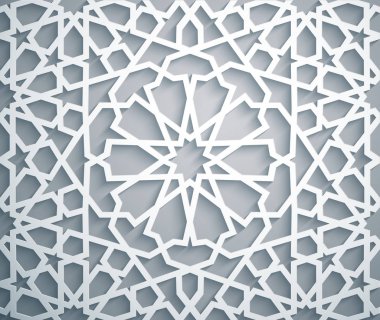 İslam süsleme vektör, Farsça motiff. Beyaz arka plan. 3D Ramazan İslam yuvarlak kalıp elemanları ışık. Geometrik dairesel süs Arapça simge vektör. Beyaz arka plan .