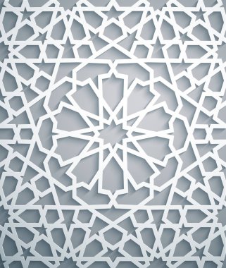 İslam süsleme vektör, Farsça motiff. Beyaz arka plan. 3D Ramazan İslam yuvarlak kalıp elemanları ışık. Geometrik dairesel süs Arapça simge vektör. Beyaz arka plan .