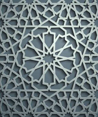 İslam süsleme vektör, Farsça motiff. 3D Ramazan İslam yuvarlak kalıp elemanları. Geometrik dairesel süs Arapça simge vektör. Mavi arka plan