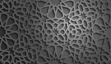 İslam süsleme vektör, Farsça motiff. 3D Ramazan İslam yuvarlak kalıp elemanları. Geometrik dairesel süs Arapça simge vektör. Siyah arka plan
