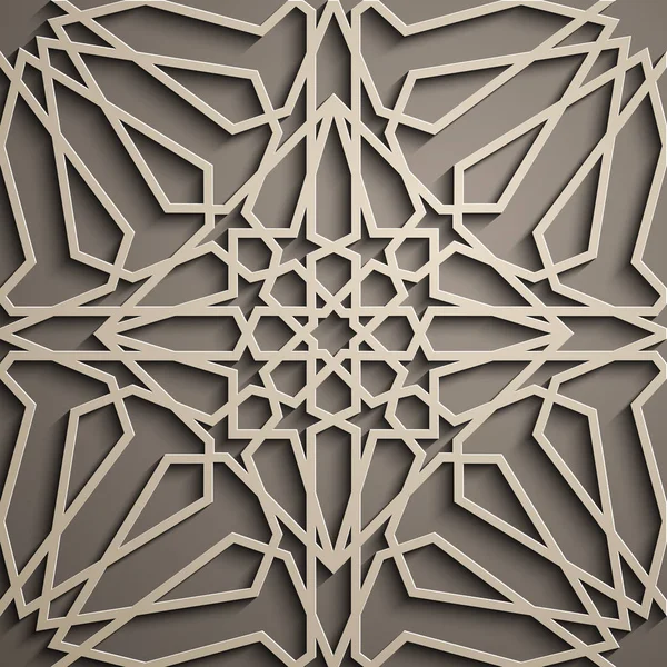 Fondo marrón. Vector de ornamento islámico, motivo persa. 3d ramadán elementos patrón redondo islámico. Geométrica circular ornamental arábiga símbolo vector. Fondo marrón — Vector de stock