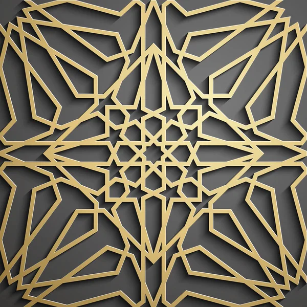 Islamiska prydnad vektor, Persiska motiff. 3D ramadan islamiska runda mönster element. Geometrisk cirkulär prydnads arabiska symbol vector . — Stock vektor