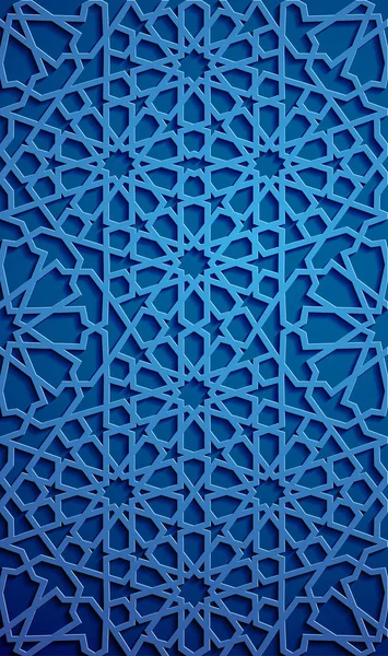 Vector de ornamento islámico, motivo persa. 3d ramadán elementos patrón redondo islámico. Geométrica circular ornamental arábiga símbolo vector. Fondo azul — Vector de stock